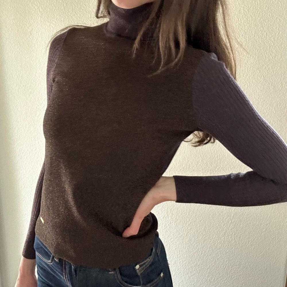 Tory Burch Metallic Lurex Mockneck Sweater - Picture 2 of 3